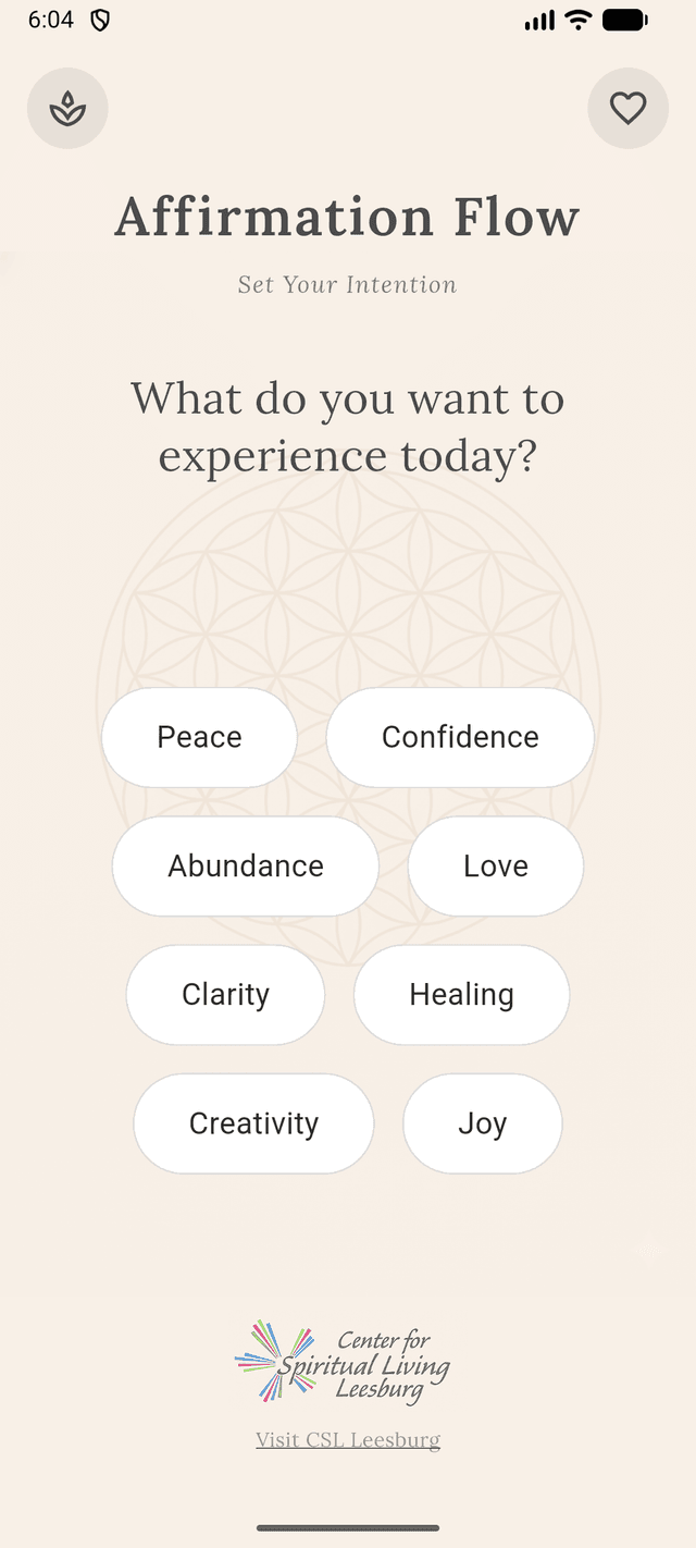 Affirmation Flow - Welcome Screen